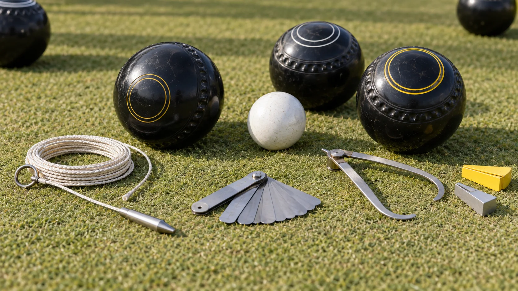 Lawn Bowls Measuring Tools: Tape, String, Callipers and Camera